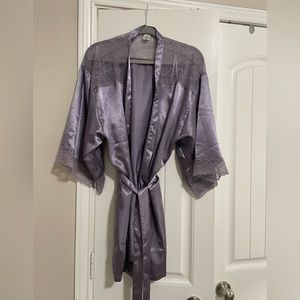 Purple lace silk night robe